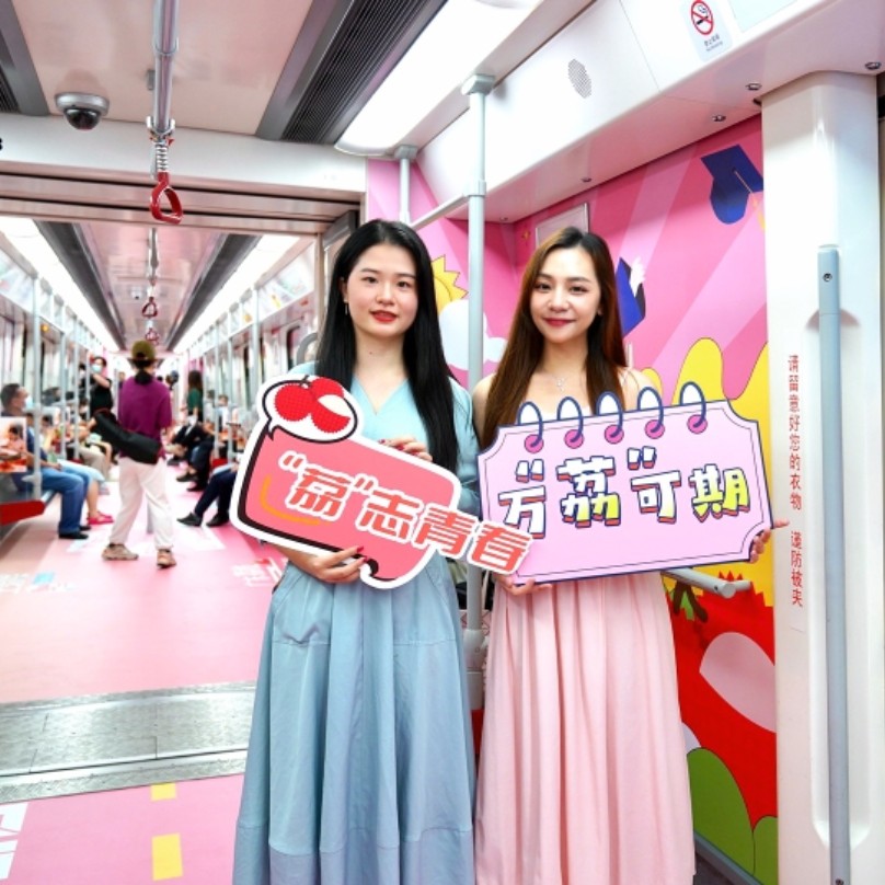 Lychee-themed metro train launched in Guangzhou