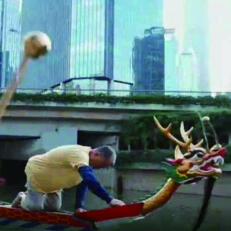 Dragon boat racing practice for the incoming Guangzhou Tournament