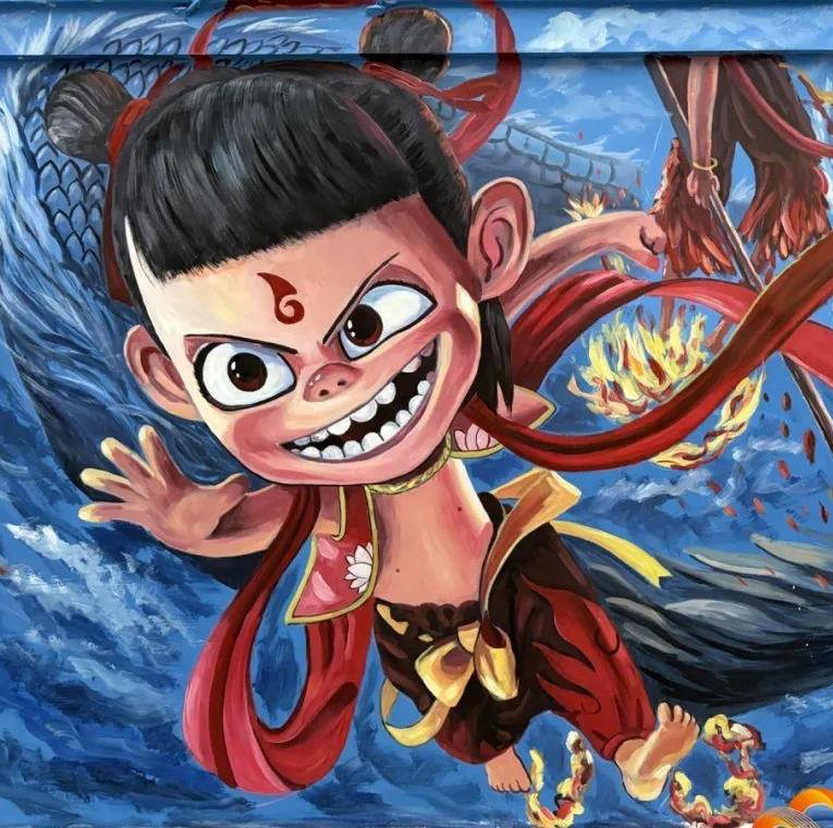 Wall paintings featuring Ne Zha 2 attract crowds of visitors